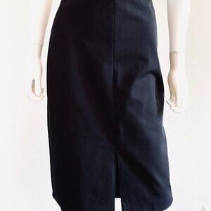 Banana Republic Stretch Pencil Straight Skirt,Black W/ Gold Zipper, Front Slit,8